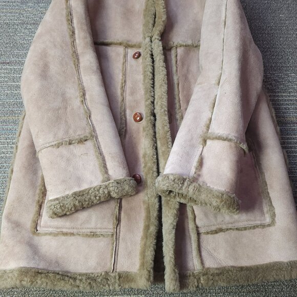 Vintage Sheepskin Shearling Leather Jacket Coat (2XL - 50) - Picture 7 of 12
